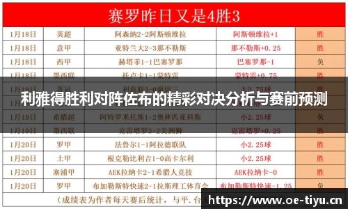 利雅得胜利对阵佐布的精彩对决分析与赛前预测